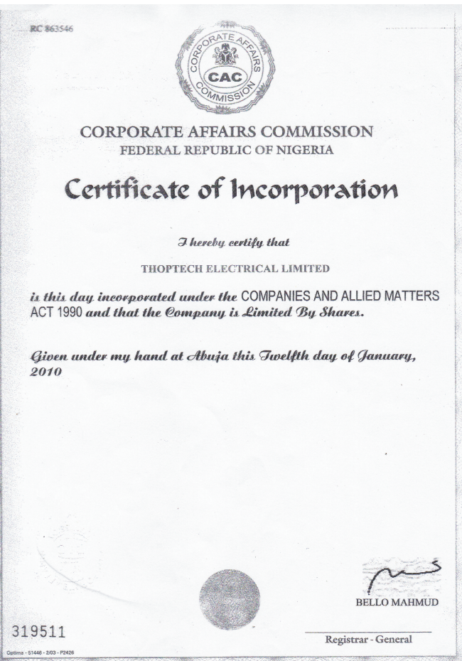 certificate